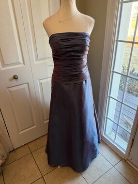 Vintage Bill Levkoff Strapless Ruched Prom Satin Gown in Plum